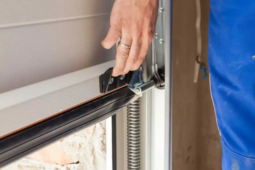 Person holding garage door