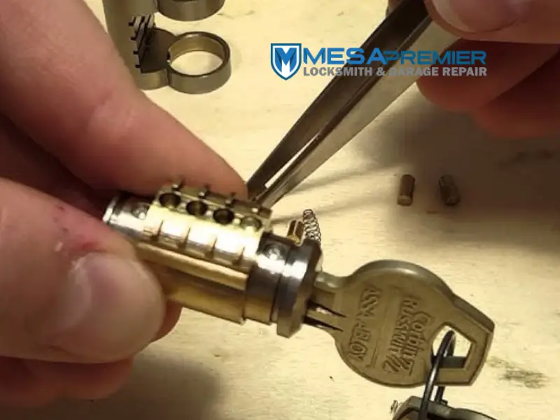 close up of cylinder rekey process