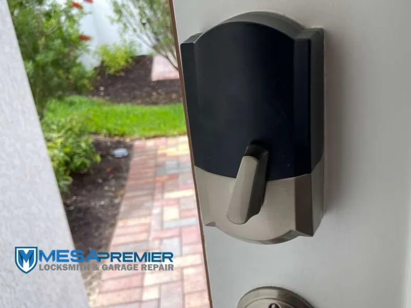 new electronic lock installed in front door